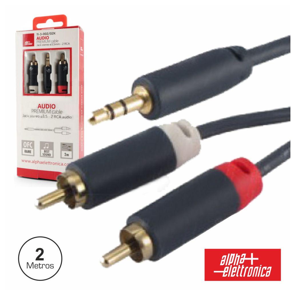 Cabo Jack 3.5mm Macho St / 2-Rca Macho Premium 2m Blister (imagem para) Cabo Jack 3.5mm Macho St / 2-Rca Macho Premium 2m Blister