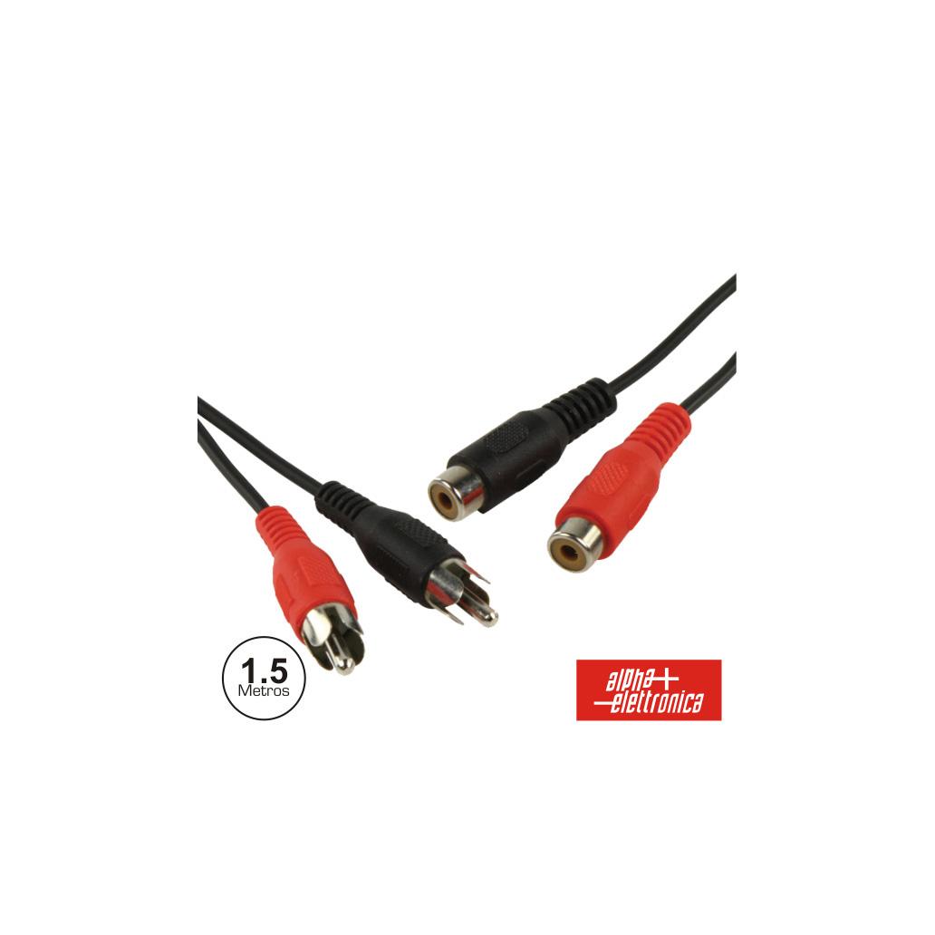 Cabo 2-Rca Macho / 2-Rca Fêmea 1.5m (imagem para) Cabo 2-Rca Macho / 2-Rca Fêmea 1.5m