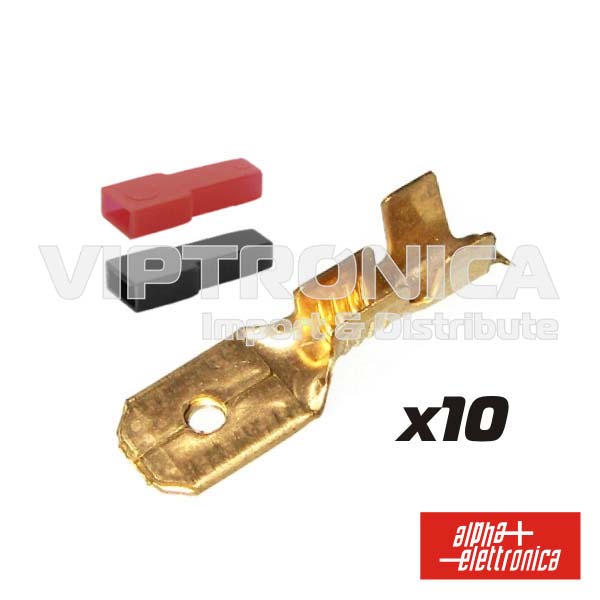 TERMINAL FASTON MACHO 6.35MM 10X C/ CAPAS (imagem para) TERMINAL FASTON MACHO 6.35MM 10X C/ CAPAS