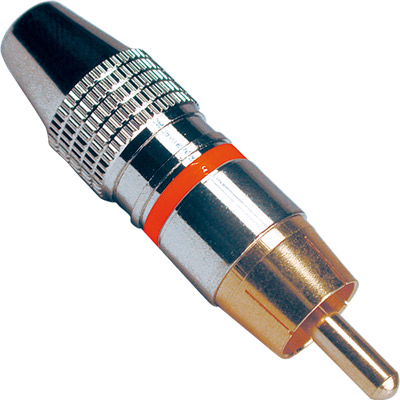 Ficha RCA Macho Dourada Metálica - Vermelho (imagem para) Ficha RCA Macho Dourada Metálica - Vermelho