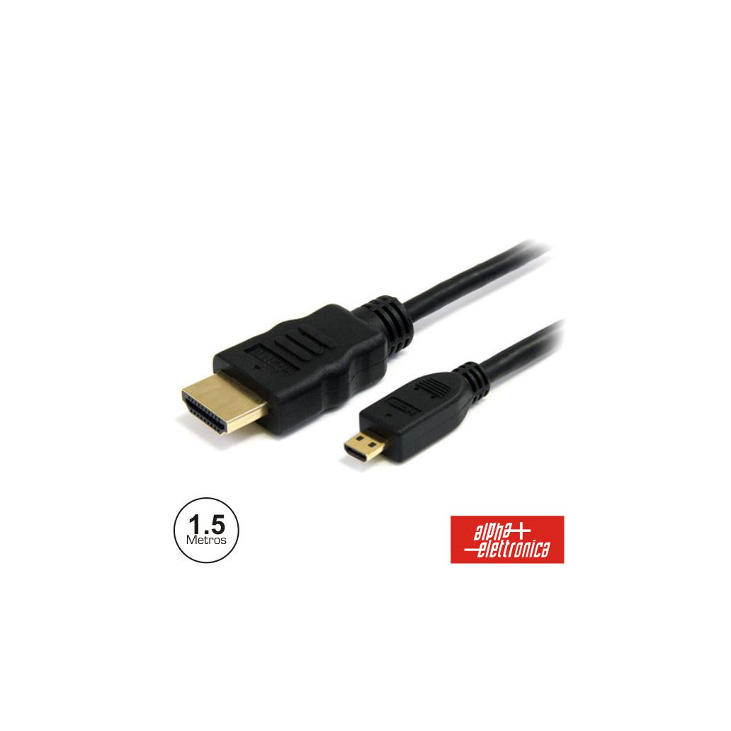 Cabo HDMI Dourado Macho / Micro HDMI Macho Preto 1.5m (imagem para) Cabo HDMI Dourado Macho / Micro HDMI Macho Preto 1.5m