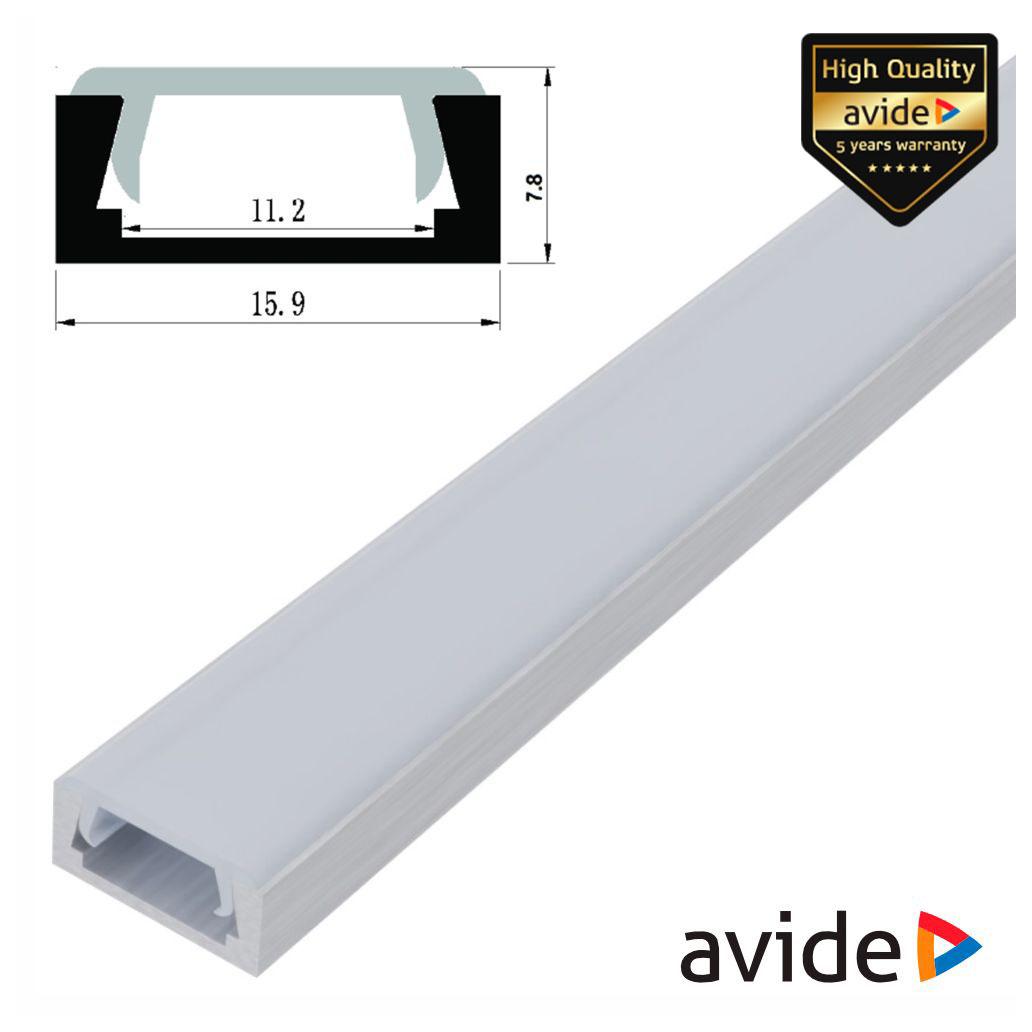 Perfil De Alumínio P/ Fita LED 2m AVIDE (imagem para) Perfil De Alumínio P/ Fita LED 2m AVIDE