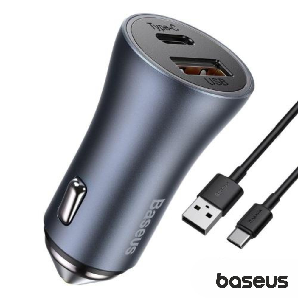 ADAPTADOR ISQUEIRO USB-A/USB-C PD 40W BASEUS (imagem para) ADAPTADOR ISQUEIRO USB-A/USB-C PD 40W BASEUS