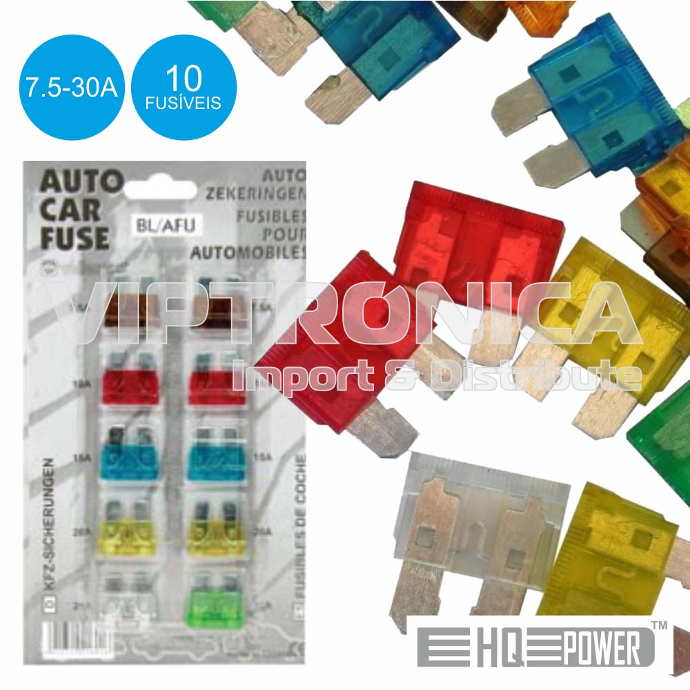 CONJUNTO DE 10 FUSÍVEIS P/ AUTOMÓVEL 7.5-30A (imagem para) CONJUNTO DE 10 FUSÍVEIS P/ AUTOMÓVEL 7.5-30A