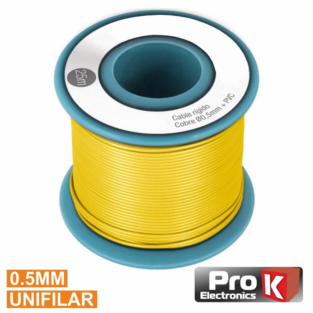 CABO UNIFILAR AMARELO 0.5MM ROLO 25M PROK (imagem para) CABO UNIFILAR AMARELO 0.5MM ROLO 25M PROK