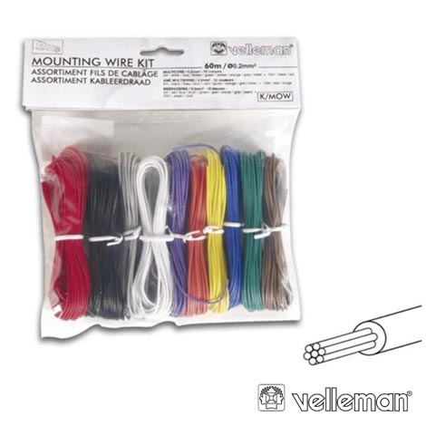 KIT DE FIOS MULT. 10 CORES P/ MONTAGENS ELECTRÓNICAS VELLEMAN (imagem para) KIT DE FIOS MULT. 10 CORES P/ MONTAGENS ELECTRÓNICAS VELLEMAN