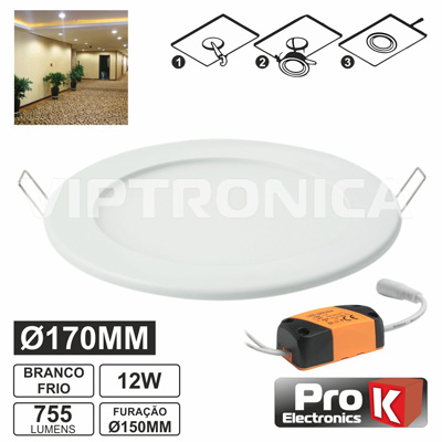 PAINEL LEDS REDONDO 12W 170MM BRANCO FRIO 755LM PROK (imagem para) PAINEL LEDS REDONDO 12W 170MM BRANCO FRIO 755LM PROK