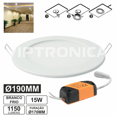 PAINEL LEDS REDONDO 15W 190MM BRANCO FRIO 1150LM (imagem para) PAINEL LEDS REDONDO 15W 190MM BRANCO FRIO 1150LM