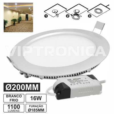 PAINEL LEDS REDONDO 16W 200MM BRANCO FRIO 1100LM (imagem para) PAINEL LEDS REDONDO 16W 200MM BRANCO FRIO 1100LM