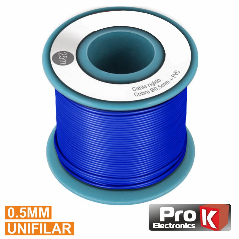 CABO UNIFILAR AZUL 0.5MM ROLO 25M PROK (imagem para) CABO UNIFILAR AZUL 0.5MM ROLO 25M PROK